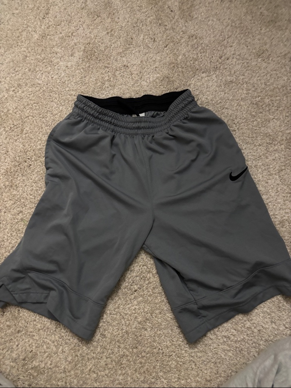 Nike Gray Athletic Shorts with Black Swoosh